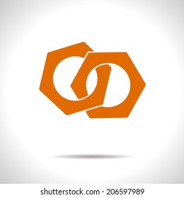 Vector orange two nuts flat icon. Eps10