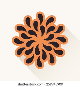 Vektor-Orange-Vintage-Emblem-Logo. Silhouette-Pflanzen fallen braunes Papier