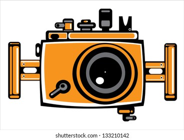 vector orange vintage film photo camera isolated on white background