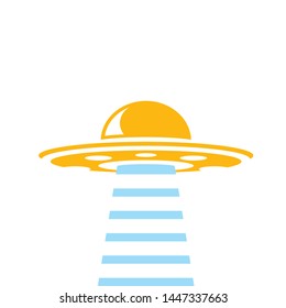 vector orange vintage Ufo flying saucer icon isolated on white background. Ufo logo or label design template. UFO day poster