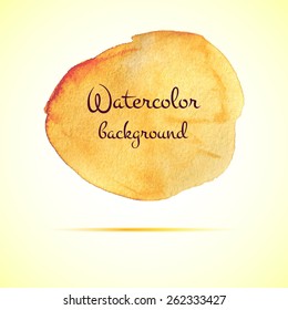 Vector orange watercolor background. Abstract watercolor hand drawn stain. Element for your design.