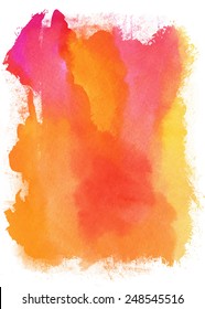 Vector orange watercolor background. In style grunge