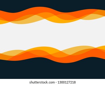 Vector orange wavy wave abstract swoosh background. Wavy waves banner color line for web banner. 