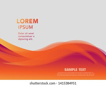 Vector orange wavy wave abstract swoosh background. Wavy waves banner color line for web banner. Abstract orange wave, lines wave texture background, web design abstract card, abstract banners. 