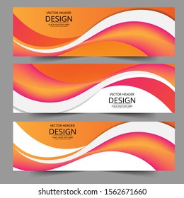 Vector orange wavy wave abstract swoosh background. Wavy waves banner color line for web banner. 