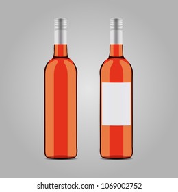 vector orange wine bottle on background white