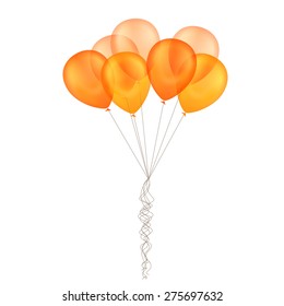 Vector Orange Yellow Balloons Isolated on White Background