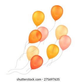 Vector Orange Yellow Balloons Isolated on White Background