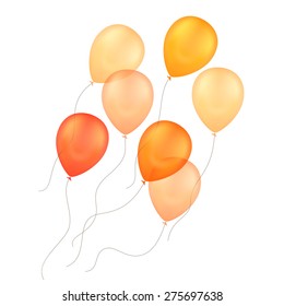 Vector Orange Yellow Balloons Isolated on White Background