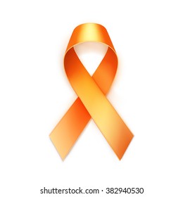 Vector Orange Yellow Breast Cancer Ribbon Isolated On White Background