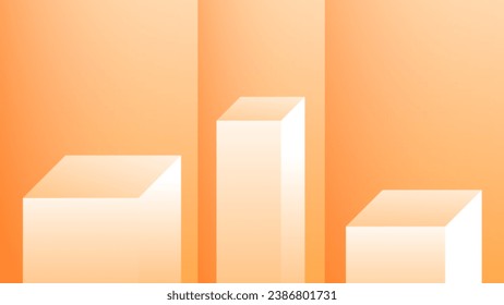 Vector Orange Yellow Gradient Background 3D Business Graph Chart Object Symbol Product Showcase room