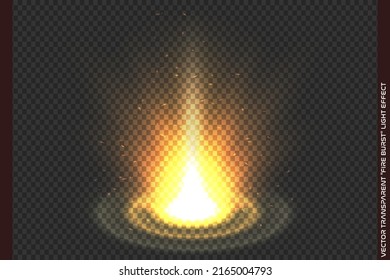 Vector orange yellow power energy explosion light effect isolated on transparent background. Magic fantasy futuristic portal teleport. Sparks particles. Hot sparkling beam burst