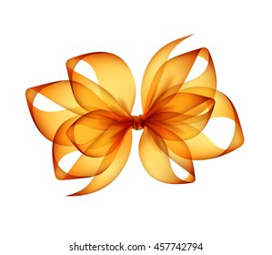Vector Orange Yellow Transparent Bow Top View Close up Isolated on White Background