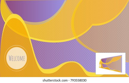 Vector orange, yellow and violet  big background with parallax effect - transparent shapes for screen, wallpaper, card, background,  animation. Background for  presentation
