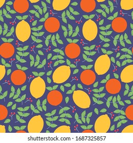 Vector oranges and lemons seamless repeating pattern. Perfect for scrap booking, fabric and wallpaper.