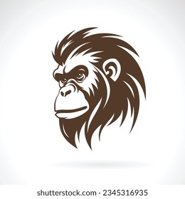 Vector of an orangutan head on white background. Wild Animals. Easy editable layered vector illustration.