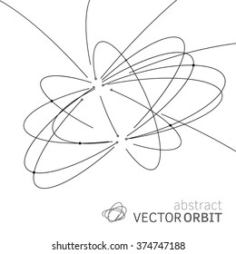 Vector orbit lines. Modern pattern with round stripes and points. Abstract crossing circle lines. Stylish lines and points technology illustration. Isolate digital elements and text template.