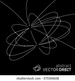 Vector orbit lines. Modern pattern with round stripes and points. Abstract crossing circle lines. Stylish lines and points technology illustration. Isolate digital elements and text template.