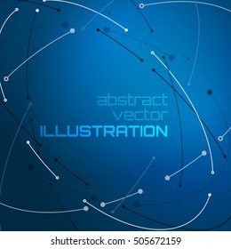 Vector orbit lines. Modern pattern with round stripes and points. Abstract crossing circle lines. Stylish lines and points technology illustration. Isolate digital elements and text template.