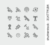 Vector Orbit Satellite Dish Communication icons 