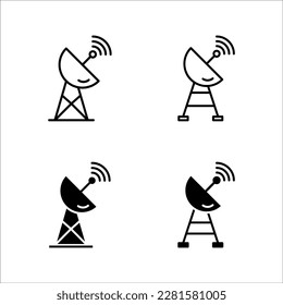 Vector Orbit Satellite Dish Communication icons, on white background, eps 10.