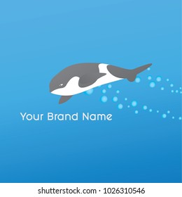 A vector of orca ( killer whale ) in a sea. Summer concept. Swimming concept with text space.