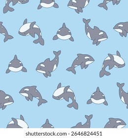 Vector Orca Pattern Illustration Seamless for Wallpaper Background Cover Packaging