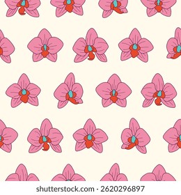 Vector Orchid Flower Pattern Illustration Seamless for Wallpaper Background Cover Packaging