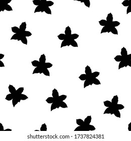 Vector orchid flowers black and white seamless pattern