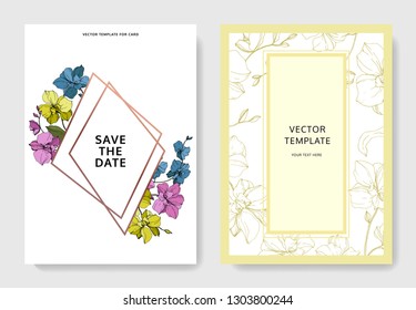 Vector Orcid botanical flower. Wild spring leaf isolated. Engraved ink art. Wedding background card floral decorative border. Thank you, rsvp, invitation elegant card illustration graphic set banner.