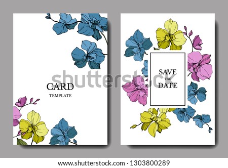 Vector Orcid botanical flower. Wild spring leaf isolated. Engraved ink art. Wedding background card floral decorative border. Thank you, rsvp, invitation elegant card illustration graphic set banner.