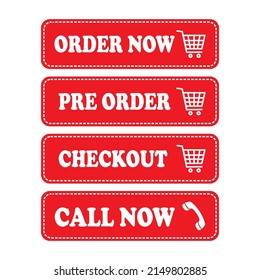 vector order now, pre order, checkout, call now red color