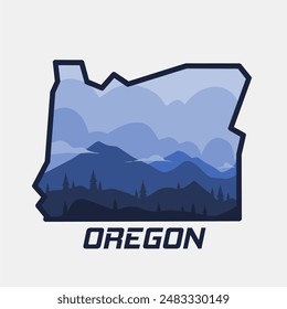 Vector de oregón paisaje montañoso perfecto para imprimir, pegatina, ropa, etc