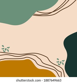 Antecedentes abstractos orgánicos vectoriales para medios sociales . plantilla de moda cuadrada vectorial en colores pastel. Plantilla editable moderna.