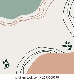 Antecedentes abstractos orgánicos vectoriales para medios sociales . plantilla de moda cuadrada vectorial en colores pastel. Plantilla editable moderna.
