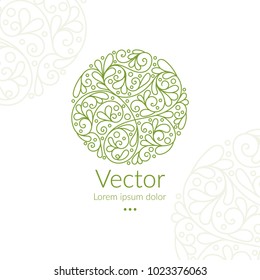 Vector organic emblem. Can be used for organic products, jewelry, beauty and fashion industry. Great for logo, invitation, flyer, menu, brochure, business card, banner, background or any desired idea.