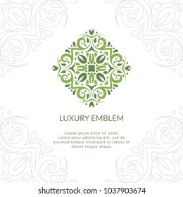 Vector organic emblem. Can be used for organic products, jewelry, beauty and fashion industry. Great for logo, invitation, flyer, menu, brochure, business card, banner, background or any desired idea.