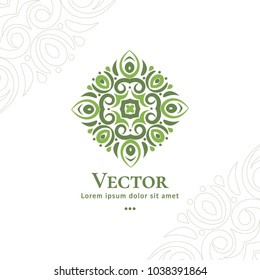 Vector organic emblem. Can be used for organic products, jewelry, beauty and fashion industry. Great for logo, invitation, flyer, menu, brochure, business card, banner, background or any desired idea.