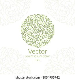 Vector organic emblem. Can be used for organic products, jewelry, beauty and fashion industry. Great for logo, invitation, flyer, menu, brochure, business card, banner, background or any desired idea