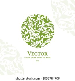 Vector organic emblem. Can be used for organic products, jewelry, beauty and fashion industry. Great for logo, invitation, flyer, menu, brochure, business card, banner, background or any desired idea