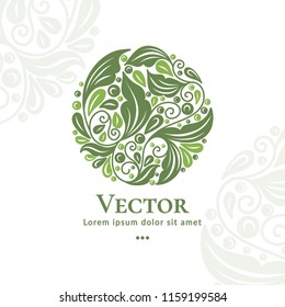 Vector organic emblem. Can be used for organic products, jewelry, beauty and fashion industry. Great for logo, invitation, flyer, menu, brochure, business card, banner, background or any desired idea.