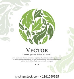 Vector organic emblem. Can be used for organic products, jewelry, beauty and fashion industry. Great for logo, invitation, flyer, menu, brochure, business card, banner, background or any desired idea.