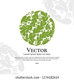Vector organic emblem. Can be used for organic products, jewelry, beauty and fashion industry. Great for logo, invitation, flyer, menu, brochure, business card, banner, background or any desired idea.