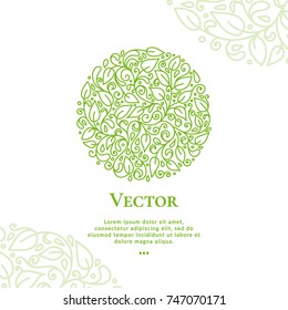 Vector organic emblem. Can be used for natural food products, medical, beauty and fashion industry. Great for logo, invitation, flyer, menu, brochure, postcard, background, or any desired idea.