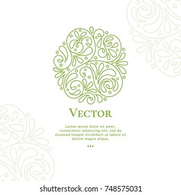 Vector organic emblem. Can be used for natural food products, medical, beauty and fashion industry. Great for logo, invitation, flyer, menu, brochure, postcard, background, or any desired idea.