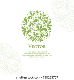 Vector organic emblem. Can be used for natural food products, medical, beauty and fashion industry. Great for logo, invitation, flyer, menu, brochure, postcard, background, or any desired idea.