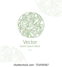 Vector organic emblem. Can be used for organic products, jewelry, beauty and fashion industry. Great for logo, invitation, flyer, menu, brochure, business card, banner, background or any desired idea.