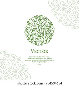 Vector organic emblem. Can be used for organic products, jewelry, beauty and fashion industry. Great for logo, invitation, flyer, menu, brochure, business card, banner, background or any desired idea.
