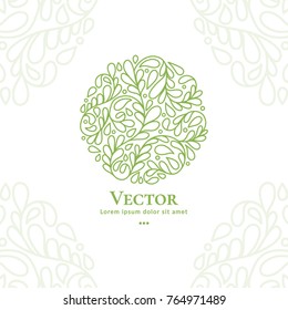 Vector organic emblem. Can be used for organic products, jewelry, beauty and fashion industry. Great for logo, invitation, flyer, menu, brochure, business card, banner, background or any desired idea.