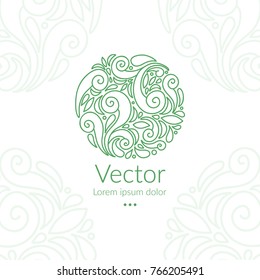 Vector organic emblem. Can be used for organic products, jewelry, beauty and fashion industry. Great for logo, invitation, flyer, menu, brochure, business card, banner, background or any desired idea.